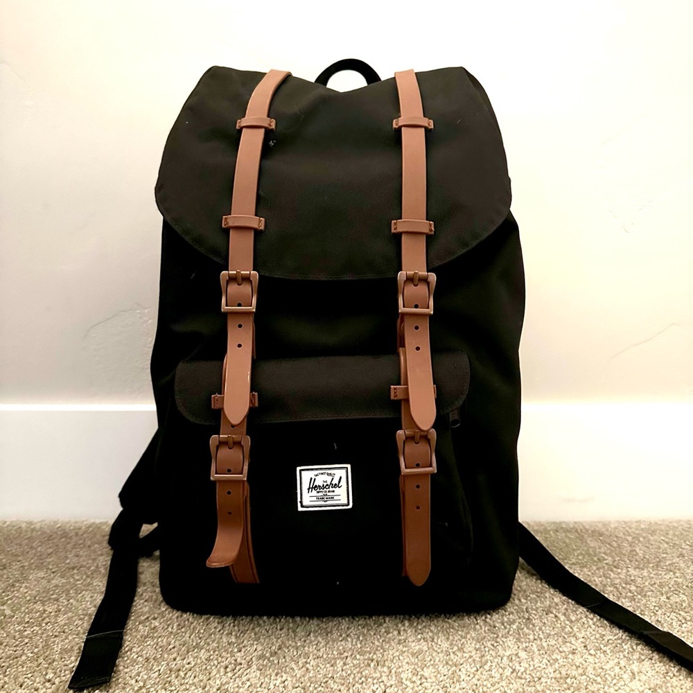 Herschel Supply Company Black Backpack with Brown Straps